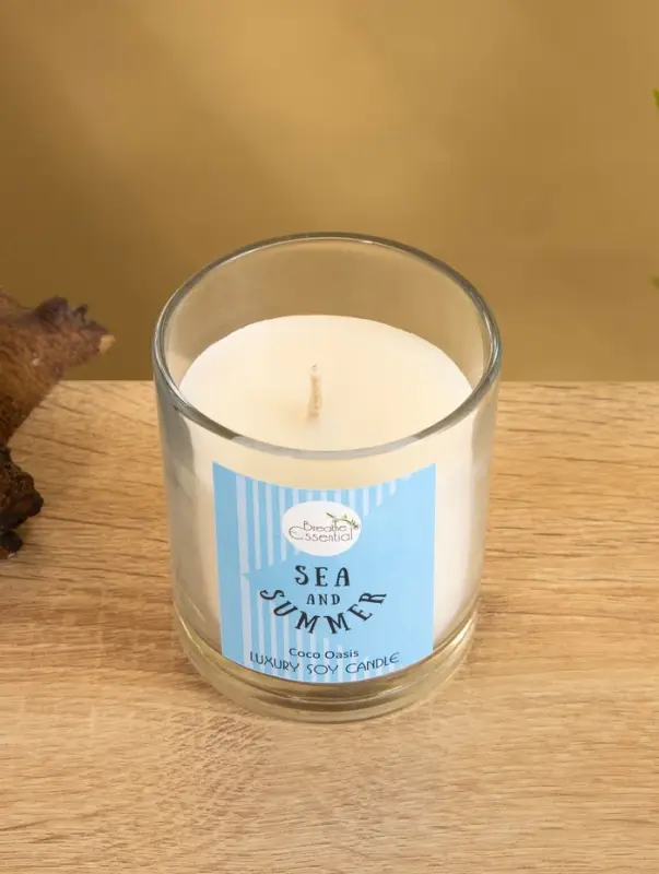 Свеча с кристаллом внутри Sea and Summer "Coco Oasis" кокос, 120 гр