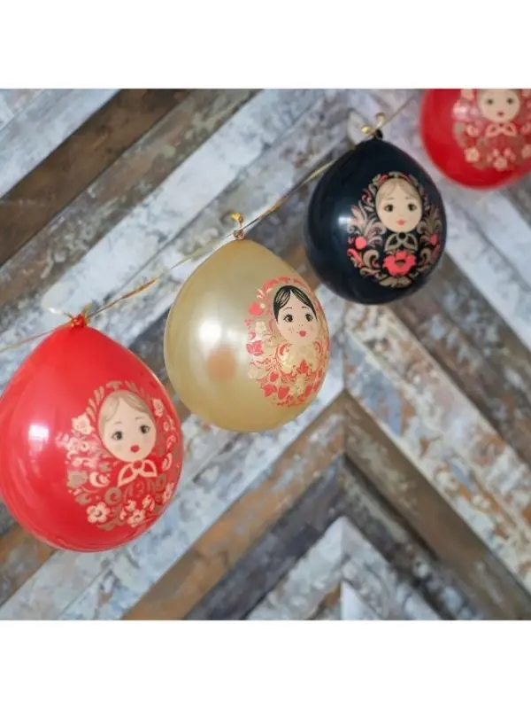 Воздушные шары латексные 12" &laquo;Русский стиль. Матрешки&raquo;, набор 15 шт.
