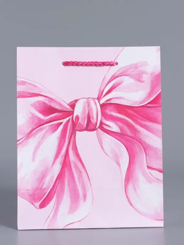 Пакет подарочный "Розовый бант" ламинированный 18 х 22,3 х 10 см