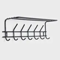 Вешалка настенная с полкой &laquo;Комфорт 7&raquo;, 7 крючков, 61&times;20&times;8 см, чёрная