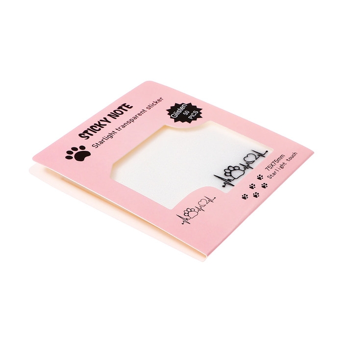 Блок с липким краем 75мм х 75мм 50л пластик прозрачные с блестками Лапка с сердцем Блок с липким краем 75мм х 75мм 50л пластик прозрачные с блестками Лапка с сердцем