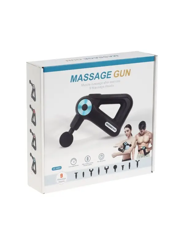 Массажёр для тела LEM-11, перкуссионный, 9 насадок, 9  режимов, черный