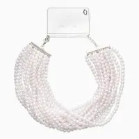 Чокер &laquo;Императрица&raquo; с жемчугом, 12 рядов, №6, L=30см+10см, цвет белый в серебре