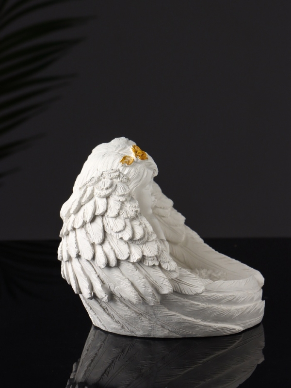 Набор фигур "Ангелы на подносе" 20х10х16 см, белый