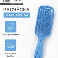 Расчёска массажная, прорезиненная ручка, вентилируемая, 6.3&times;22 см, МИКС