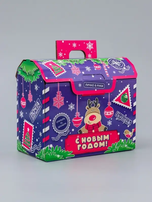Коробка Новогодняя подарочная Коробка Новогодняя подарочная "Почта" 22 х 19,5 х 13,5 см