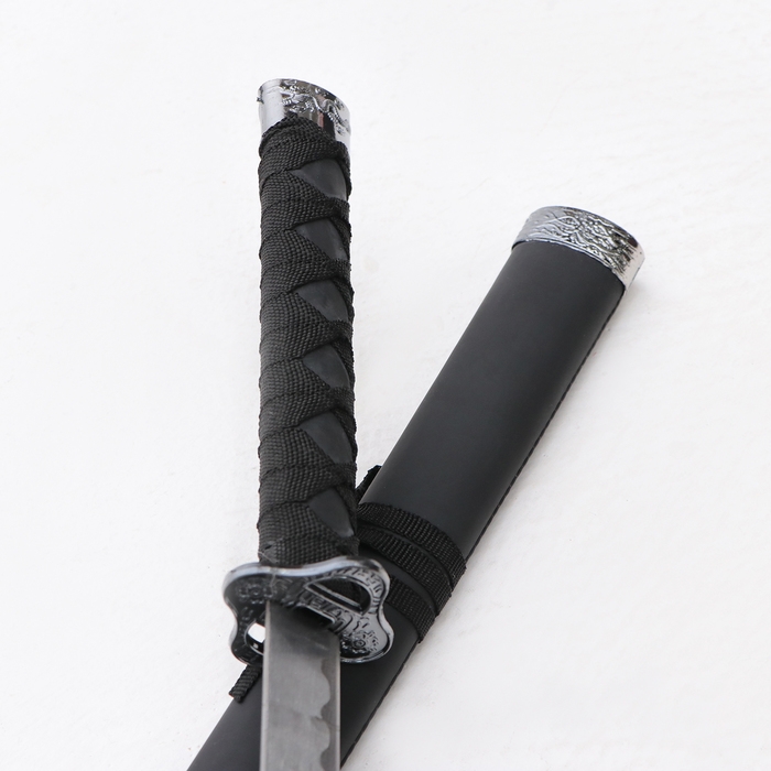 Сув. изделие катаны 3в1 на подставке, ножны кожзам,  черная 47/70/89см