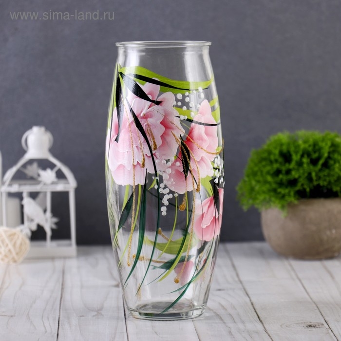 Ваза Ваза "Симфония" роспись на проз.стекле, d-7см 10х23 см МИКС