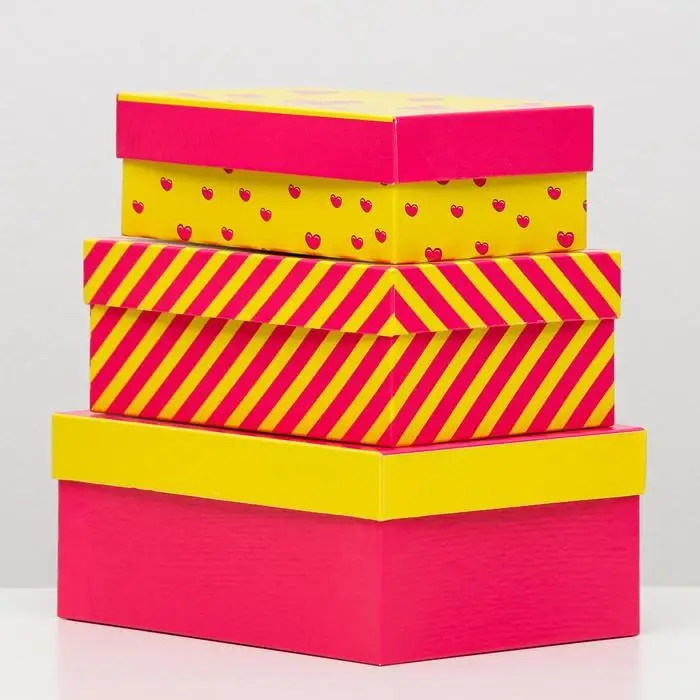 Набор коробок 3 в 1 Набор коробок 3 в 1 "Любовь это…", розовый, 23 х 16 х 9,5 - 19 х 12 х 6,5 см