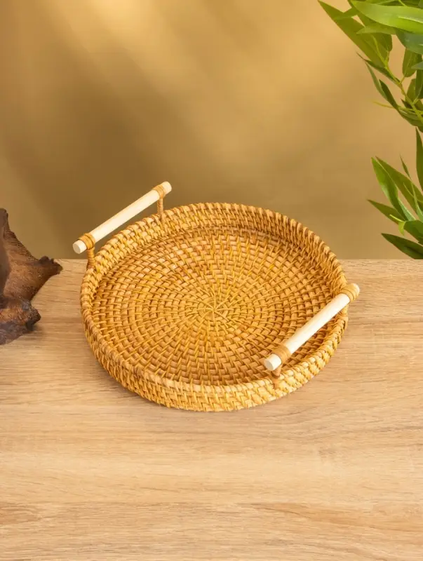 Поднос плетёный 22х22х3 см, ротанг Поднос плетёный 22х22х3 см, ротанг