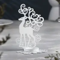 Подсвечник "Олень" металл на одну свечу, 6,5х9,6х14,5 см, белый
