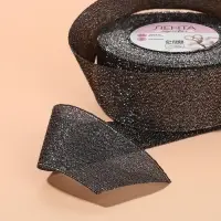 Лента парчовая, 40 мм, 23 ± 1 м, цвет чёрный №029