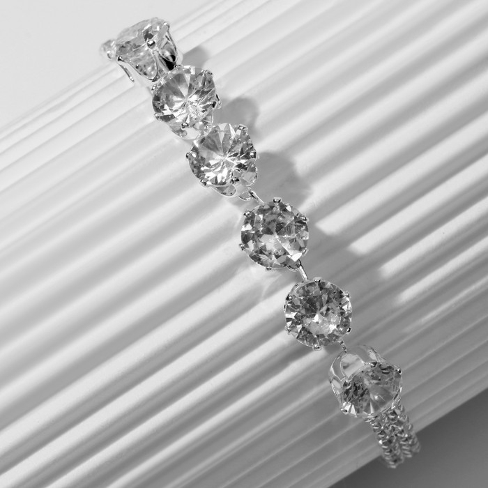 Браслет со стразами «Циркон» изыск, дорожка, цвет белый в серебре, 15см Браслет со стразами «Циркон» изыск, дорожка, цвет белый в серебре, 15см