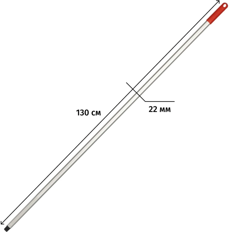 Рукоятка алюминиевая, цвет красный 130см с резьбой NV-138R