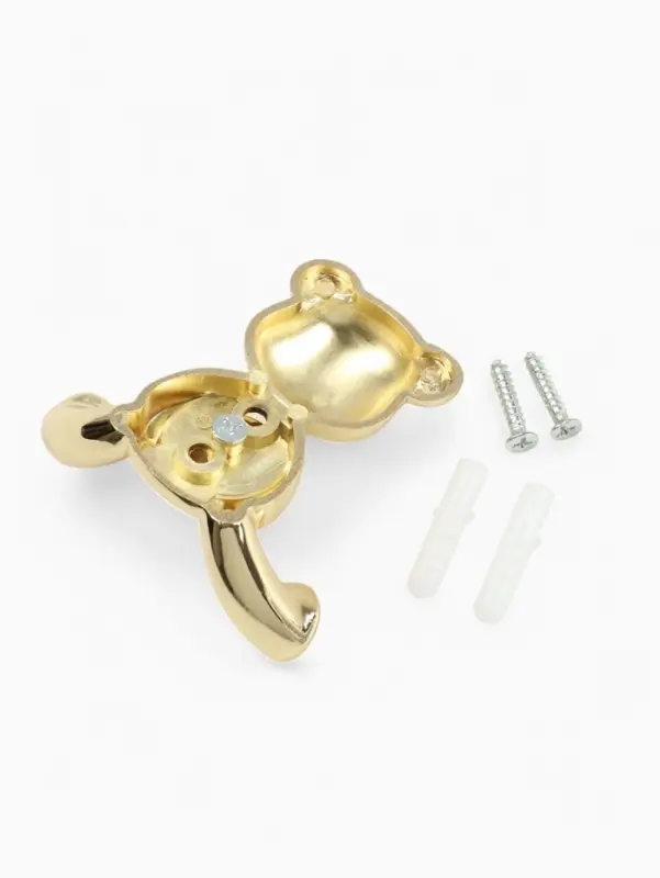 Крючок мебельный CAPPIO BEAR, двухрожковый, цвет золото