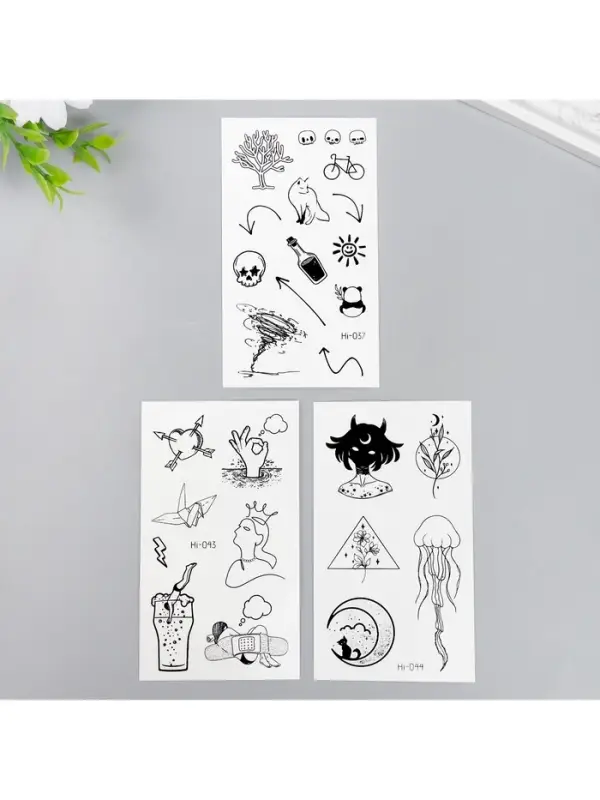 Переводные тату на тело фосфорные «Абстракции», 10×6 см, МИКС