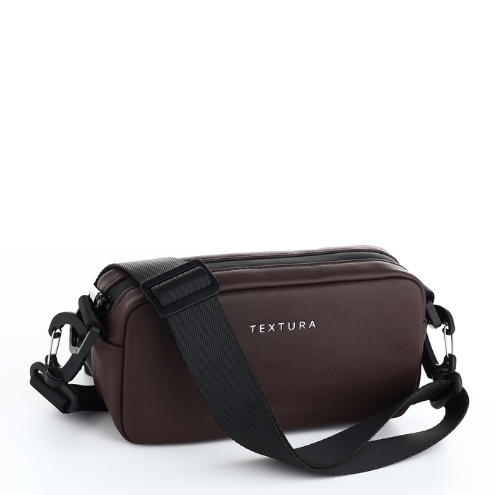 Сумка женская на молнии, TEXTURA, маленький размер, длинный ремень, цвет коричневый Сумка женская на молнии, TEXTURA, маленький размер, длинный ремень, цвет коричневый