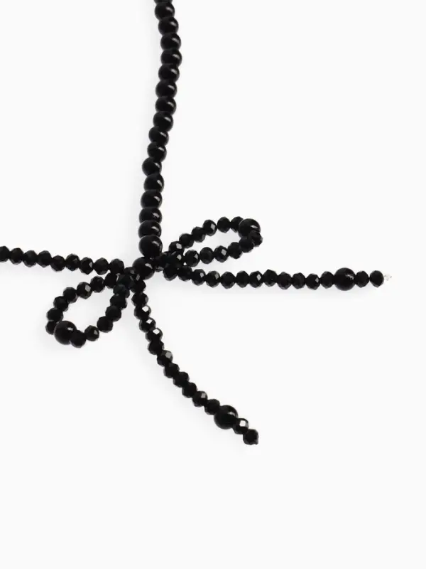 Бусы &laquo;Бантик&raquo;, бусина №4.6, чёрные в серебре, 40 см