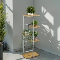Подставка для цветов Greengo, 5 полок, 36&times;23&times;94 см, напольная, каркас металл, полки МДФ, белая