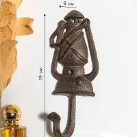 Крючок настенный &laquo;Походный фонарь&raquo;, ключница декоративная, чугун, 19&times;8&times;8.8 см