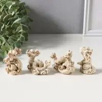 Сувенир полистоун "Китайский дракон" набор 4 шт беж 3х4х6,5 см