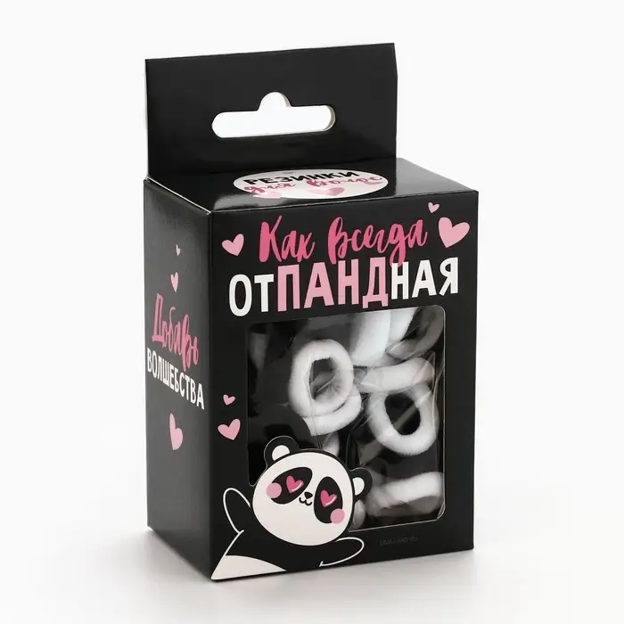 Резинки для волос &laquo;Махрушка&raquo;, панда, 50 шт.