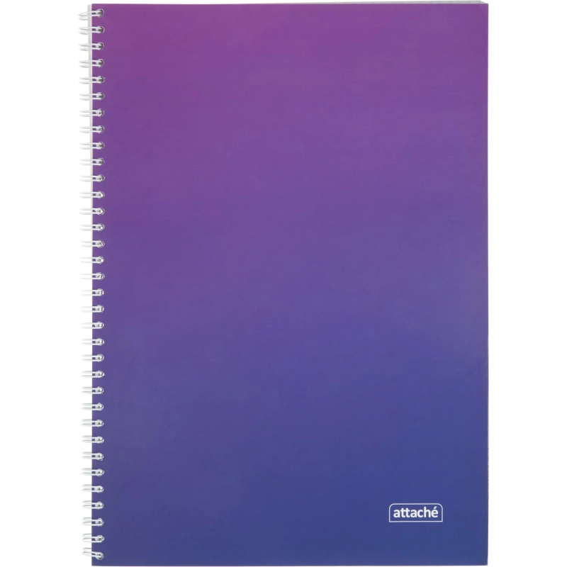 Бизнес-тетрадь А4 96л Attache Градиент Фиолет клетка, 65г, греб, УФ-лак
