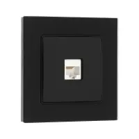 Розетка компьютерная TOT Matte Glass, стекло, скрытая, одноместная, чёрная