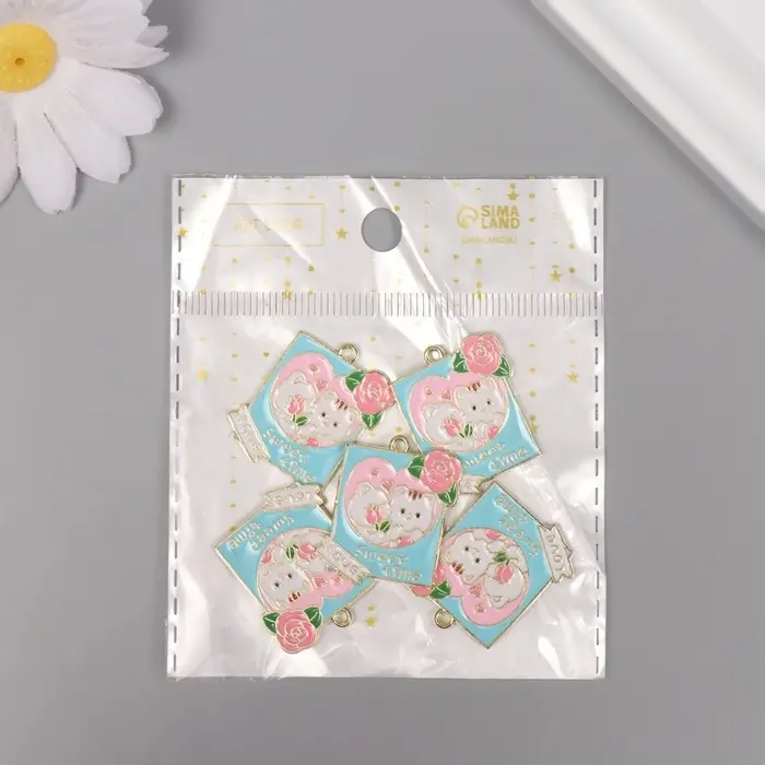 Декор для творчества металл, эмаль Декор для творчества металл, эмаль "Два влюблённых котика" 2,8х2,4 см