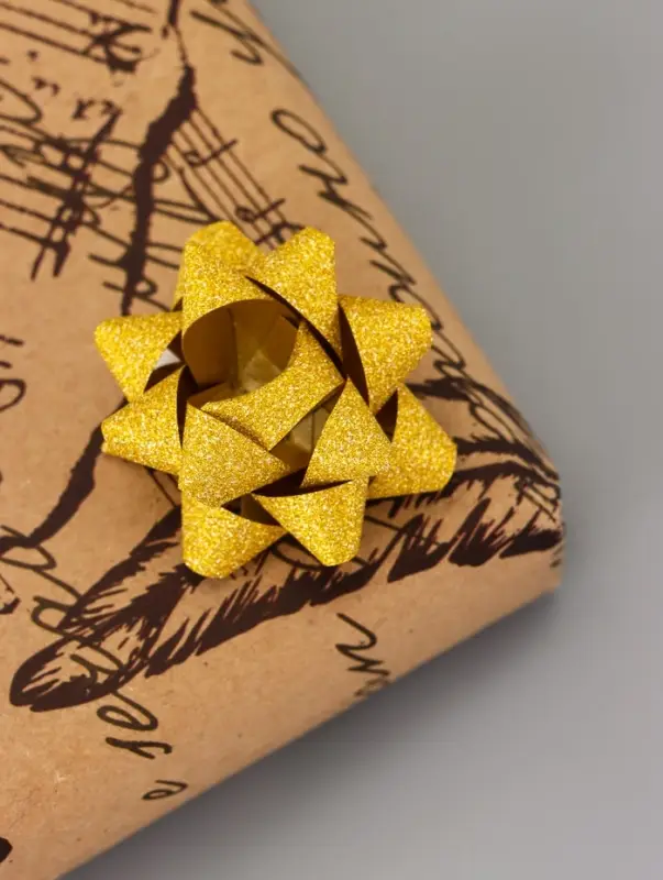 Подарочный Бант - звезда №3.5, с блестками, для упаковки подарков, набор 8 шт., МИКС