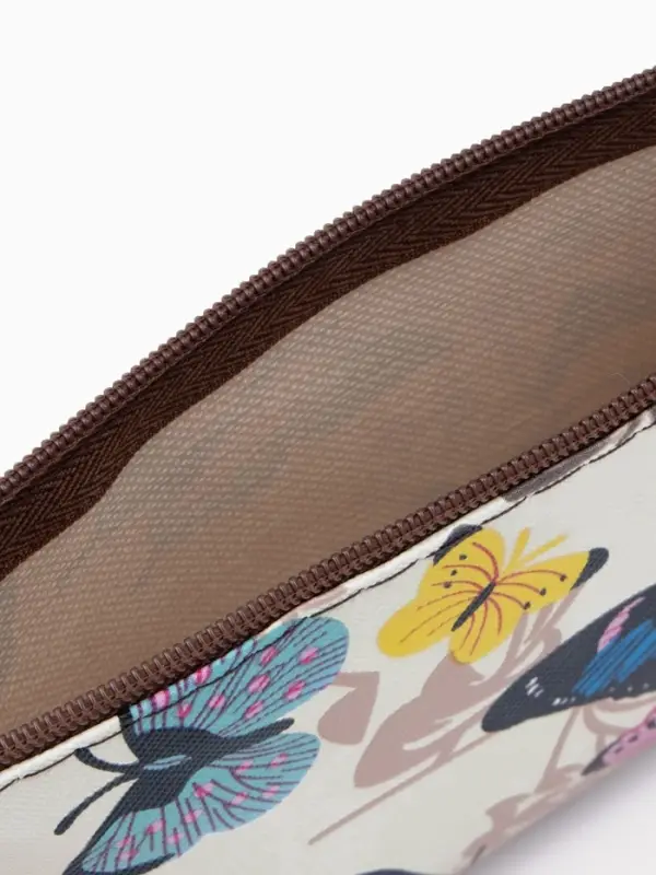 Косметичка - пенал на молнии, плоская, с ярким принтом, разноцветная