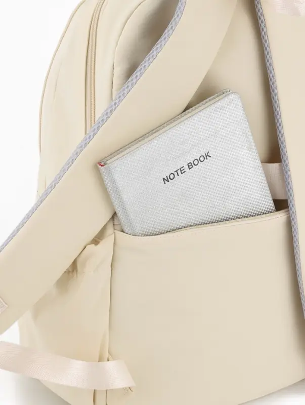 Рюкзак школьный, однотонный, 32&times;14&times;45 см, сливочный