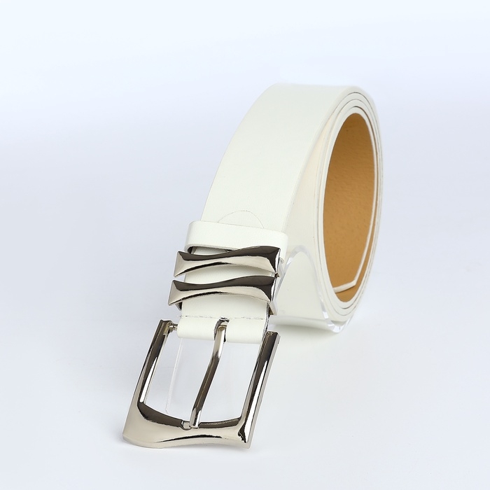 Ремень женский, ширина 3,3 см, винт, пряжка металл, цвет белый Ремень женский, ширина 3,3 см, винт, пряжка металл, цвет белый