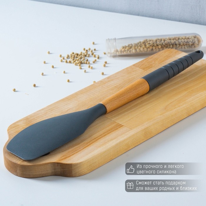 Лопатка Доляна «Брауни», 32×6 см, цвет серый/бежевый Лопатка Доляна «Брауни», 32×6 см, цвет серый/бежевый