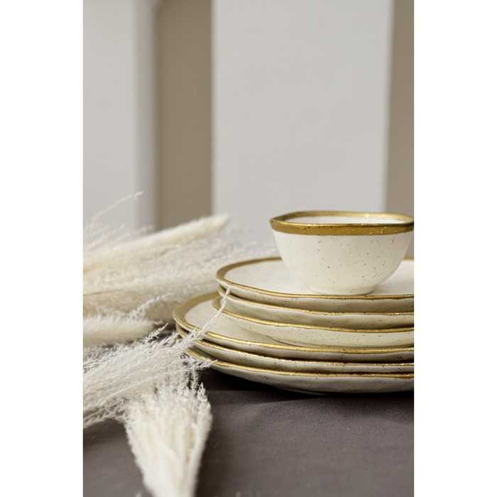 Тарелка фарфоровая обеденная Magistro Poursephona, d=27 см, цвет бежевый Тарелка фарфоровая обеденная Magistro Poursephona, d=27 см, цвет бежевый