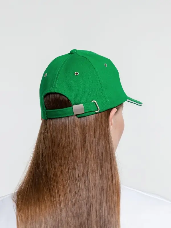 Бейсболка Classic, ярко-зеленая с белым кантом Бейсболка Classic, ярко-зеленая с белым кантом