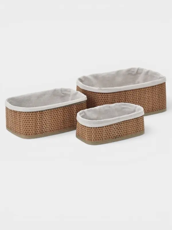 Корзины для хранения Naturel, прямоугольные, 3 шт.: от 22&times;12&times;8 см до 30&times;20&times;12 см
