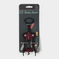 Штопор для вина &laquo;Мастак&raquo;, h=16.5 см, нержавеющая сталь, бордовый