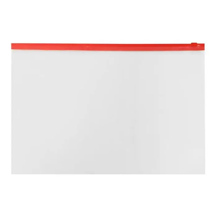 Папка-конверт на ZIP-молнии A4, 150 мкм, Calligrata, прозрачная, красная молния Папка-конверт на ZIP-молнии A4, 150 мкм, Calligrata, прозрачная, красная молния