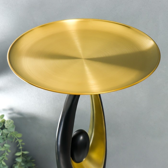 Сувенир полистоун подставка  Сувенир полистоун подставка "Абстракция. Изгибы" чёрная с золотом d=30 см 70х23х21 см