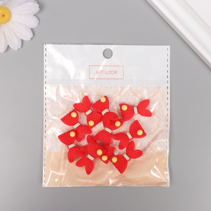 Декор для творчества пластик Декор для творчества пластик "Красный хвост русалки" набор 12 шт 2,3х1,4 см