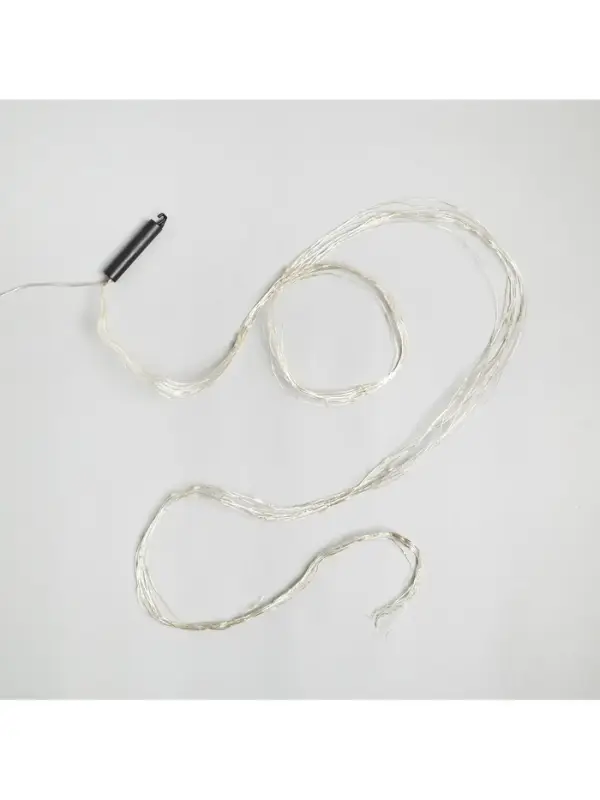 Гирлянда &laquo;Конский хвост&raquo; 10 нитей по 2 м, IP20, серебристая нить, 200 LED, свечение белое, 12 В