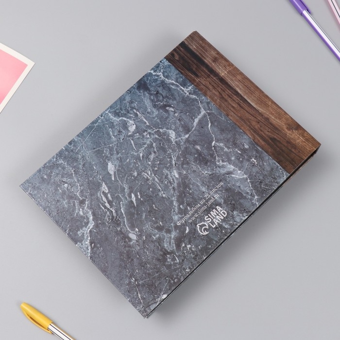 Фотоальбом 25 листов (наклейки+кольца) Фотоальбом 25 листов (наклейки+кольца) "Текстура дерево и камень" 19х27х3 см