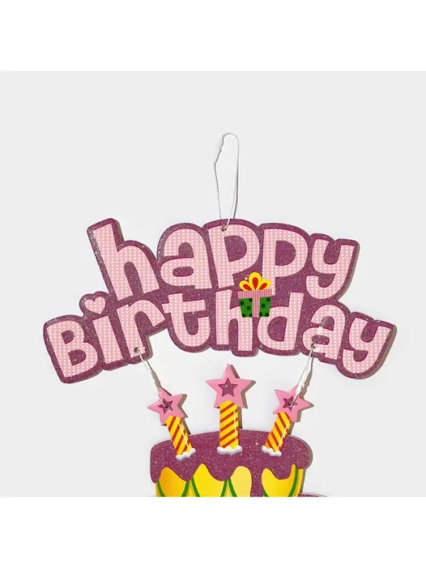 Украшение подвеска &laquo;С Днём Рождения&raquo;, 42&times;26 см, розовое