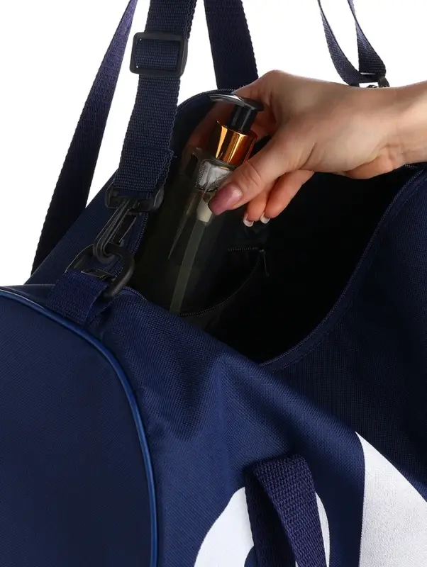 Сумка спортивная на молнии TEXTURA, с подкладкой, длинный ремень, маленький размер, с акцентным принтом, синяя