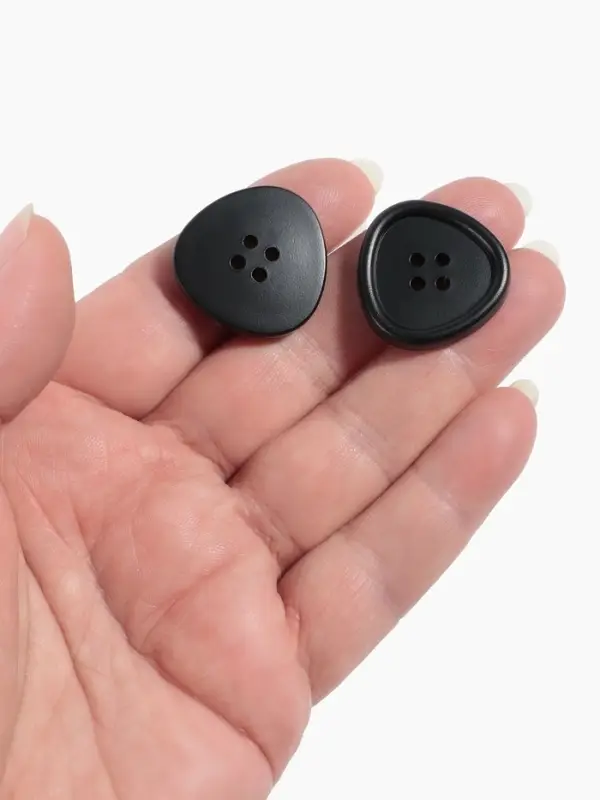 Набор пластиковых пуговиц, 4 прокола, d=25 мм, 5 шт., чёрный