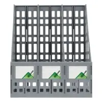 Лоток для бумаг LINE, А4, сборный, вертикальный, 3 отделения, серый