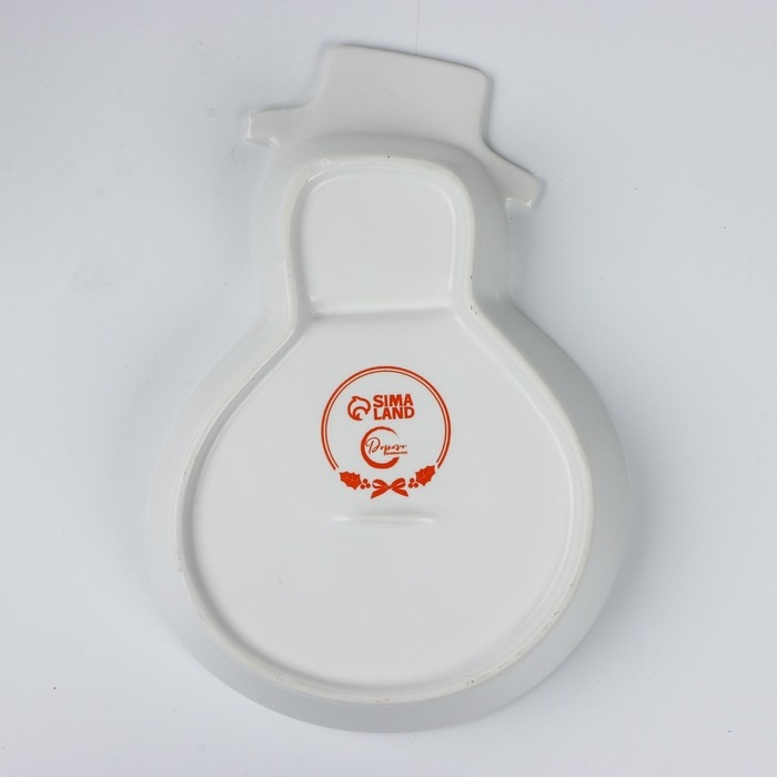 Новый год! Менажница новогодняя керамическая «Снеговик!», 14 х 20 х 3 см, цвет белый Новый год! Менажница новогодняя керамическая «Снеговик!», 14 х 20 х 3 см, цвет белый