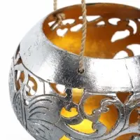 Подсвечник подвесной из кокоса, 10-12 см, серебристый