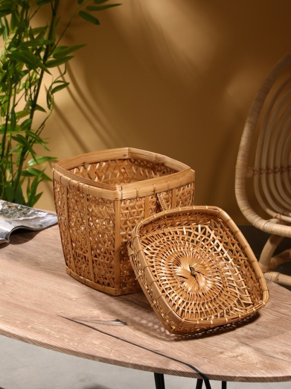 Корзина плетёная  Корзина плетёная "Баскет" бамбук 24х24х28 см, светлая